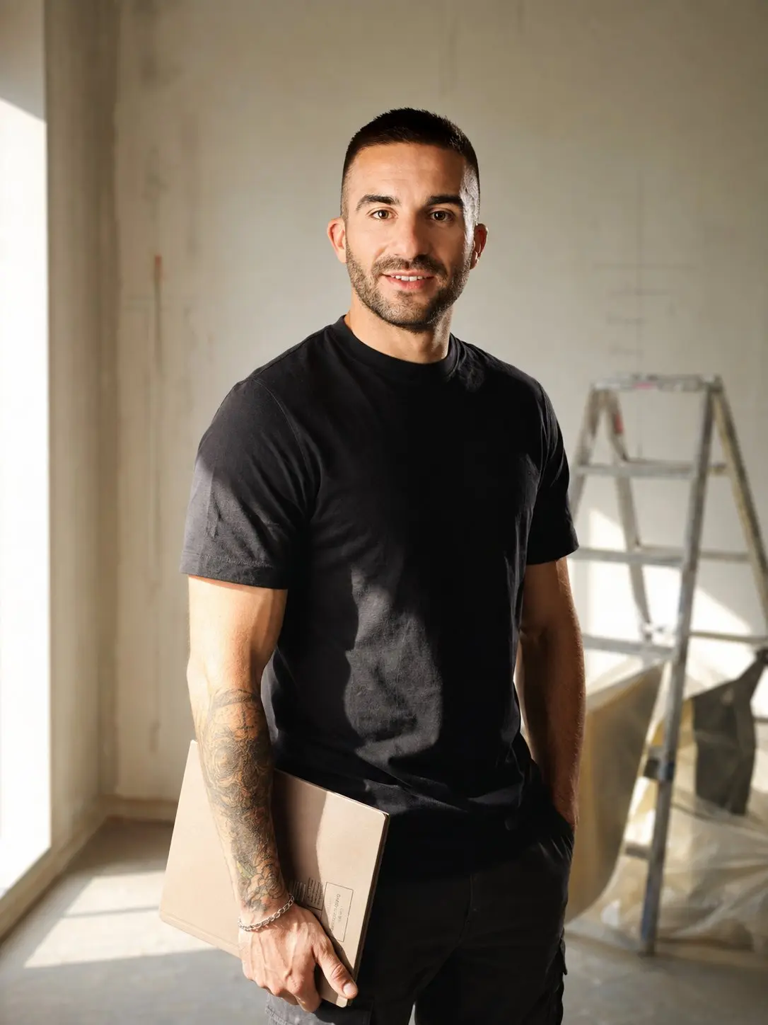 Kévin Autin sur un chantier de rénovation